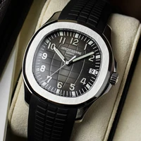 new luxury watches for men automatic mechanical silicone sapphire mirror black dial watch waterproof top brand sport wrist watch