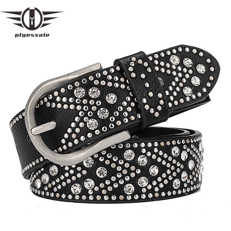 Fashion rhinestone genuine leather belts for women Luxury Pin buckle ...