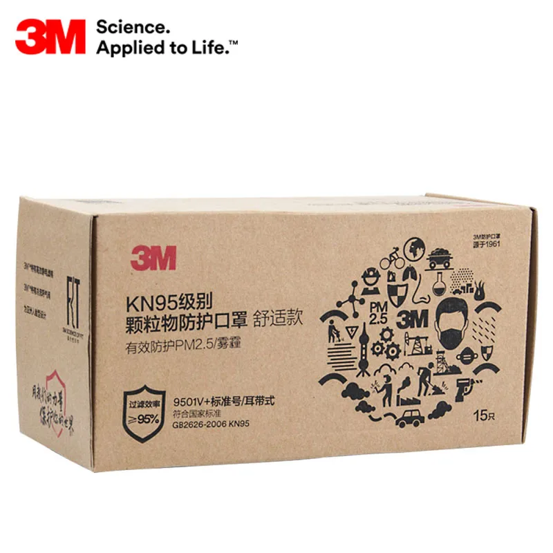 Фото Многоразовая маска 3M FFP2 KN95 9501 в +, индивидуальная упаковка, защитный респиратор безопасности, лицевая маска с заушным клапаном, дышащая бритва №5