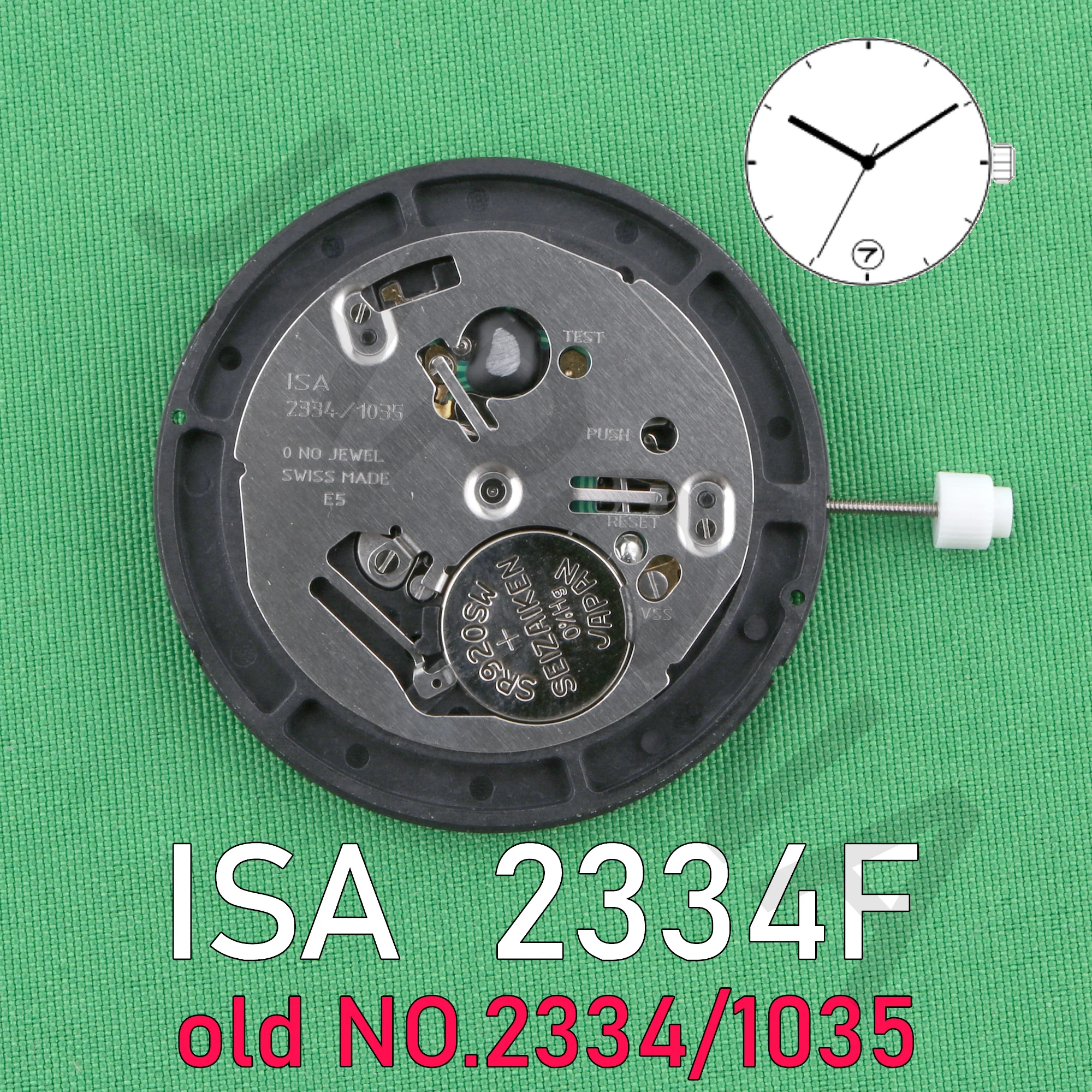 2334 movement isa 2334F swiss quartz movement 3 hands with date old no.1035