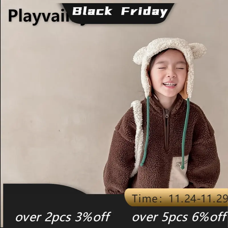 

Autumn Winter Girls Sweatshirts Long Sleeve Lamb Cashmere Sweatshirts High Collar Thicken Warmth Coat Kids Clothes E122615