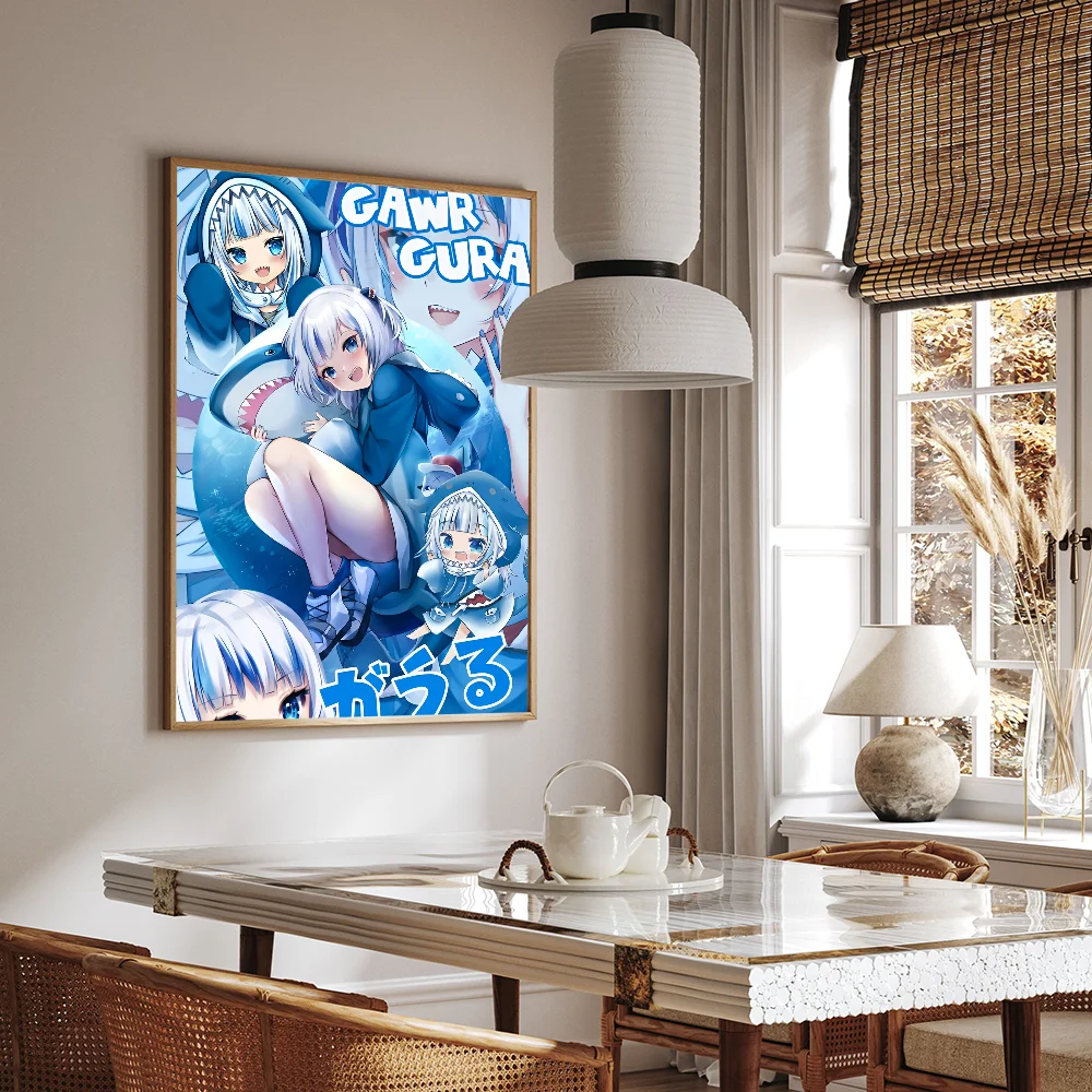 Gawr Gura Kawaii классические постеры с фильмами водостойкая бумажная наклейка кофейня