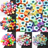 flat star polymer clay beads flower smiley eye pattern loose beads for jewelry making diy handmade bracelet necklace accessories