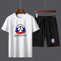 scp secure contain protect cotton mens t shirt set boys male casual short sleeve top pants suits streetwear tops tshirts