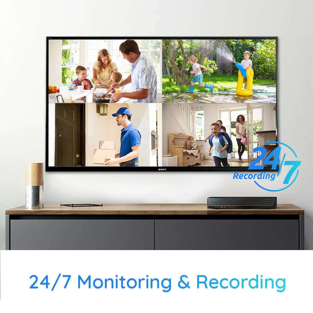 Reolink 4K Система охранной камеры RLK8-800D4 8MP 24/7 запись PoE камера видеонаблюдения CCTV