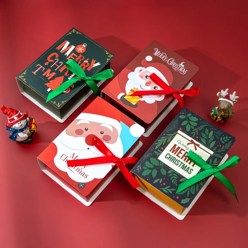 

20Pcs Book Shape Merry Christmas Candy Boxes Anta Claus Navidad Natal Noel Party Decoration New Year Gift DIY Packaging Supplies