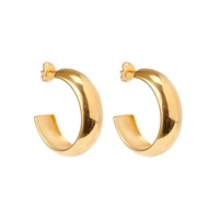 18k gold plated stainless steel chunky gold hoop earrings vintage style for women jewelry