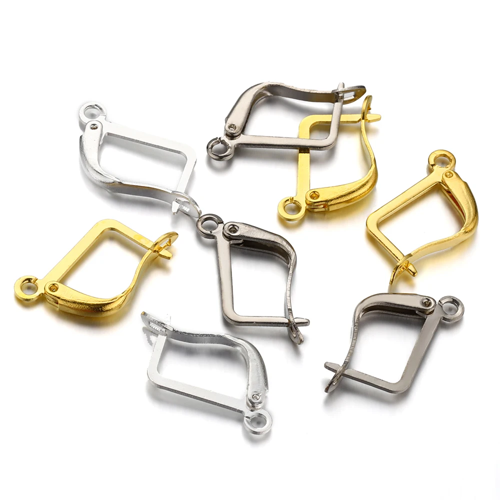 50pcs/lot Square Lever Earring Clips Earwire Ear Clasp Base French Earring Hooks for DIY Jewelry Finding Accessories Supplies