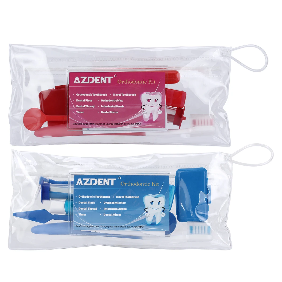 

AZDENT Dental Orthodontic Brush Ties Toothbrush Brush Floss Oral Care Kit Cleaning Braces Orthodontic Supplies Set