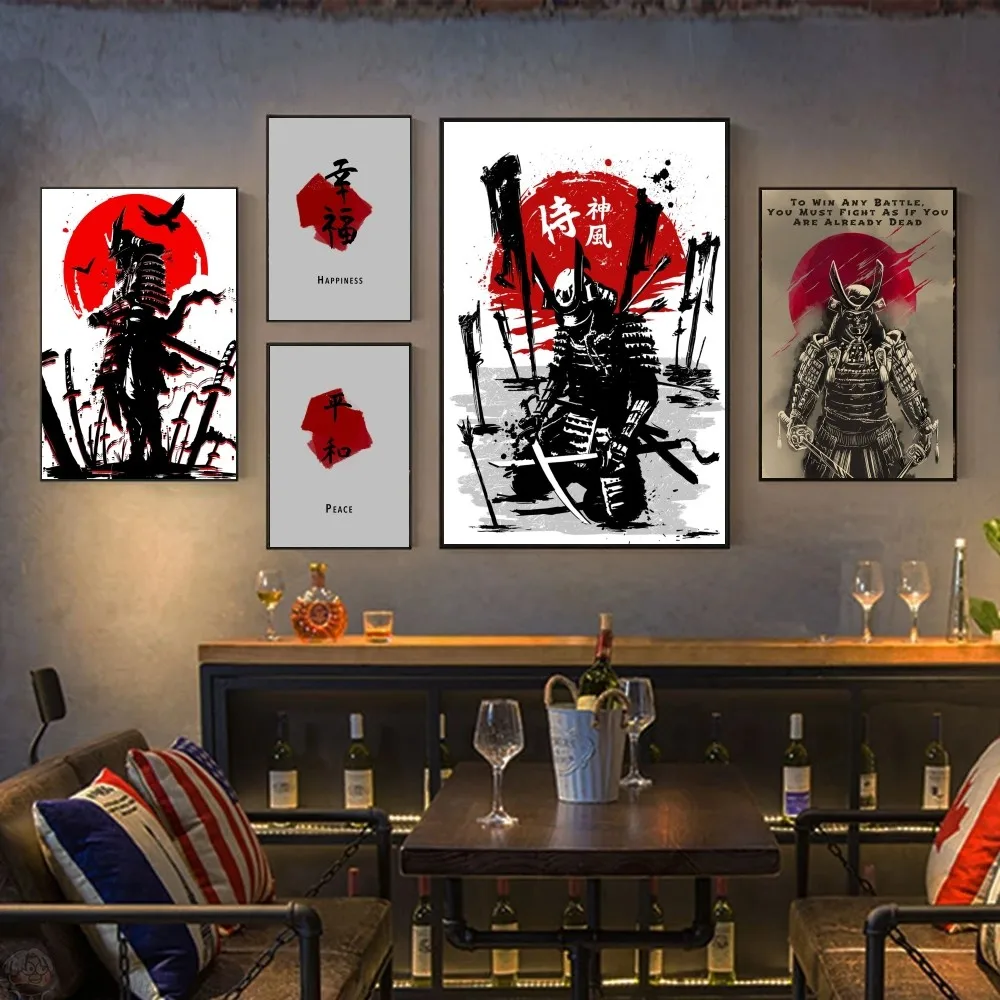 Винтажный самурайский японский постер с 7 преимуществами меча воина наклейки