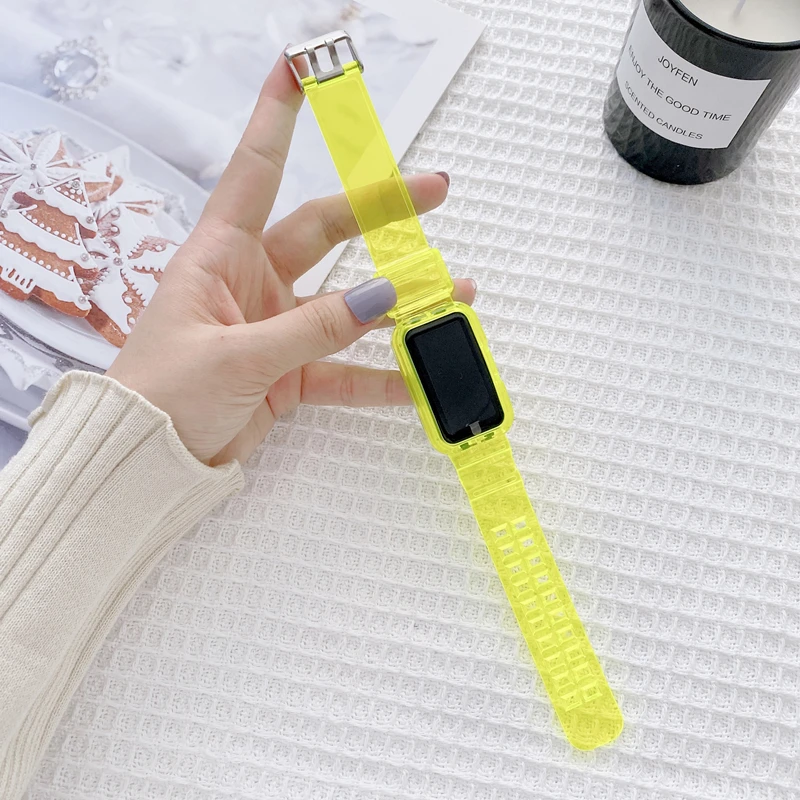 Фото Силиконовый ремешок и чехол для Huawei band 6 7, прозрачный сменный Браслет для часов Honor band 6 7, защитный чехол, аксессуары №5