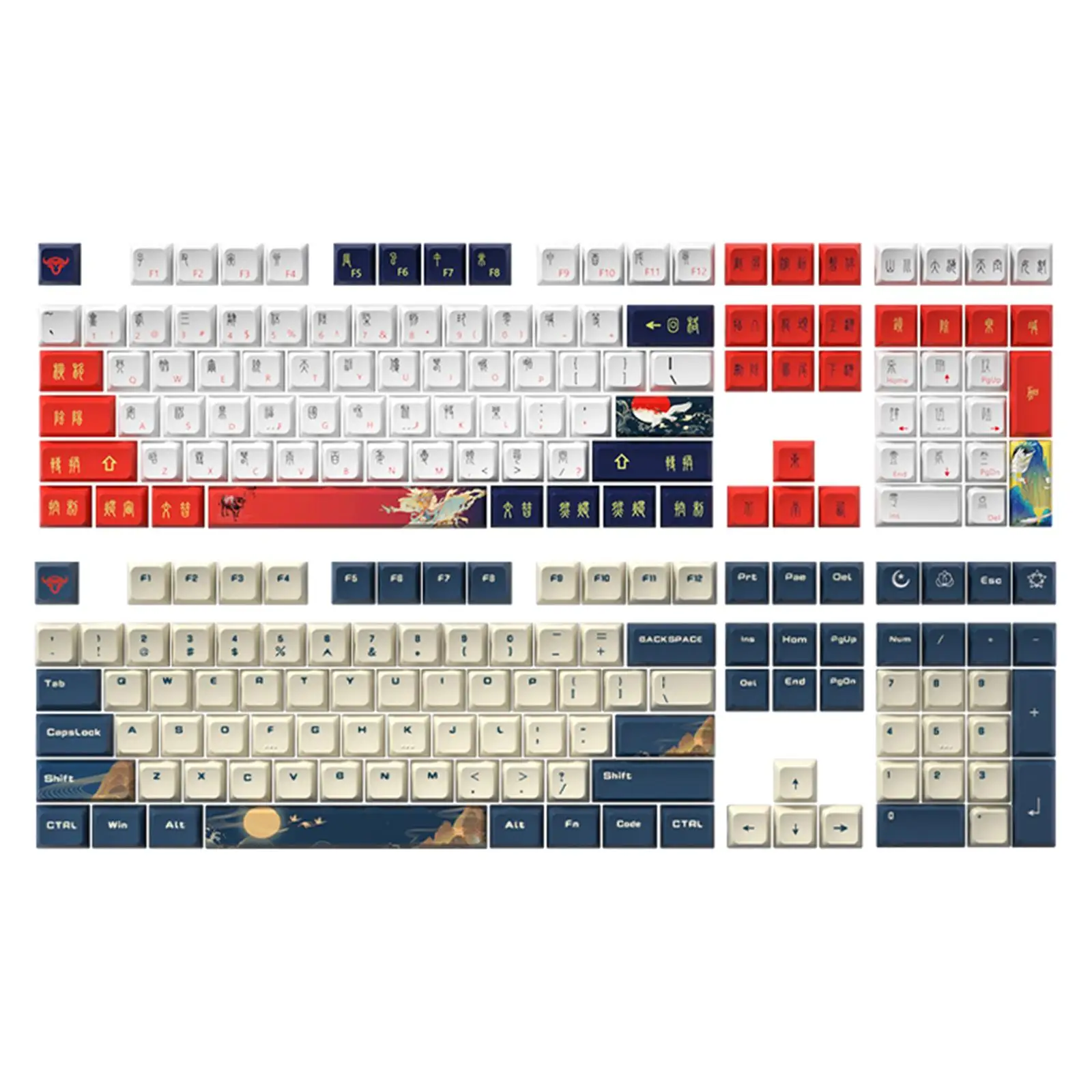 

114Keys Kda Profile PBT Keycaps High Heat Resistance High and Low Layout Replacement Keycaps for Mechanical Gaming Keyboard