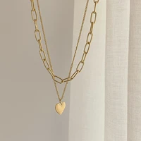french romantic style gold color heart shape necklaces multilayer clavicle chain for women love heart pendants korean style new