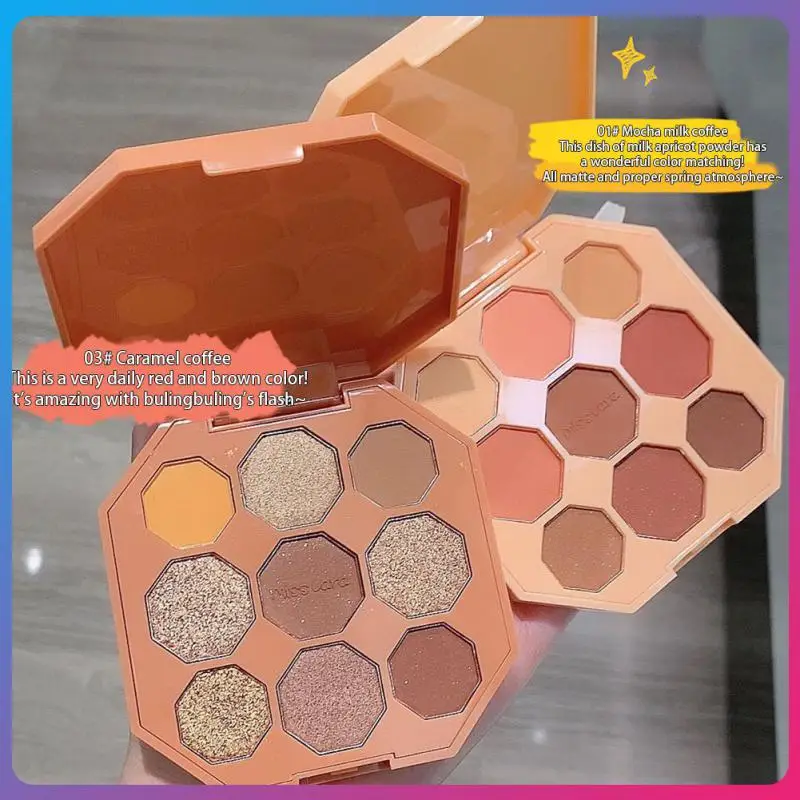 

Shimmer Shiny Sequins Colorful Eyes Pigment Peach Pink Brown Eyeshadow Brighten Sparkling Eyes 9 Color Eye Shadow Palette 1pcs