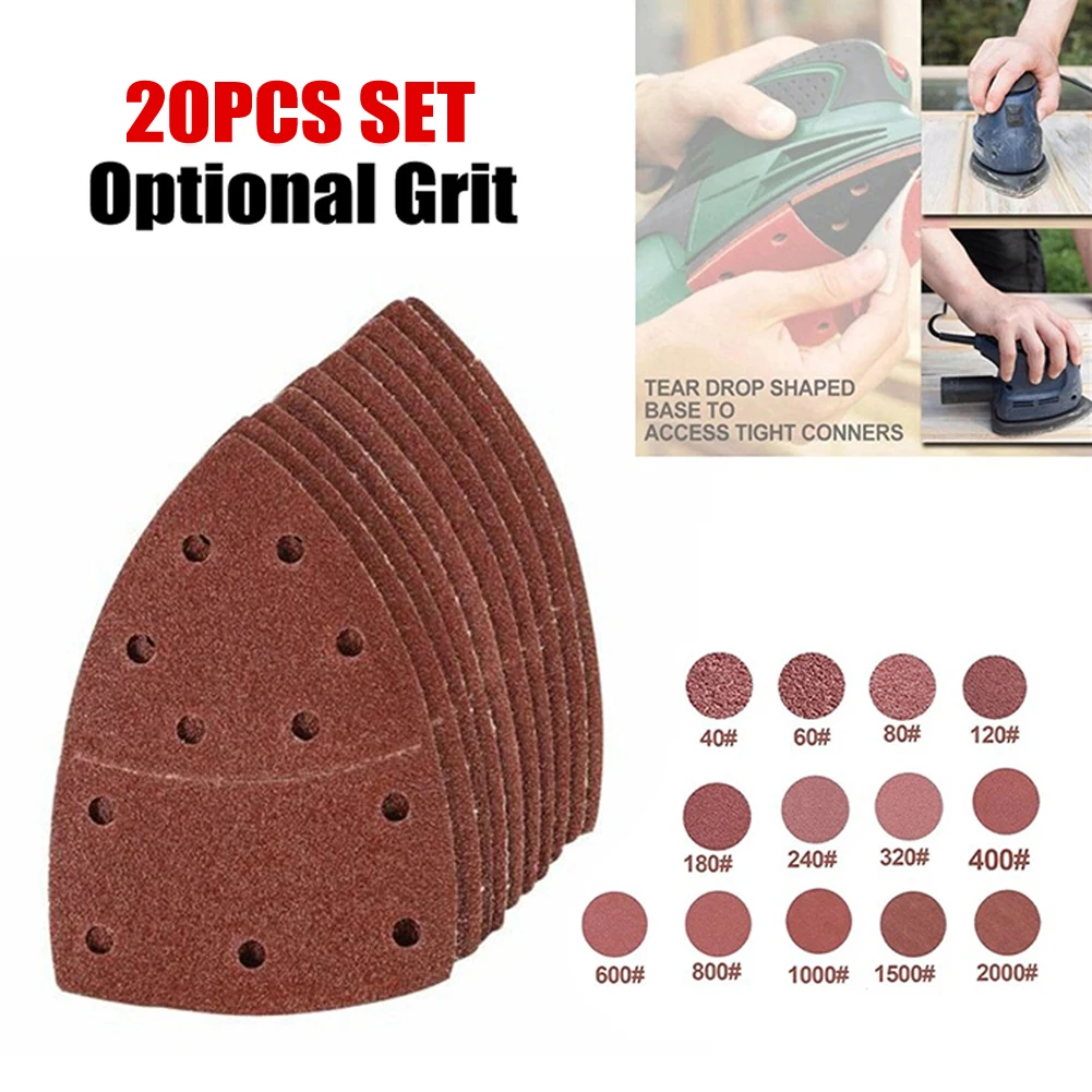 

20Pcs Triangular Sandpaper 40-2000Grit Sanding Discs Pad Sanding Paper Sanding Disc Abrasive Polishing Tools