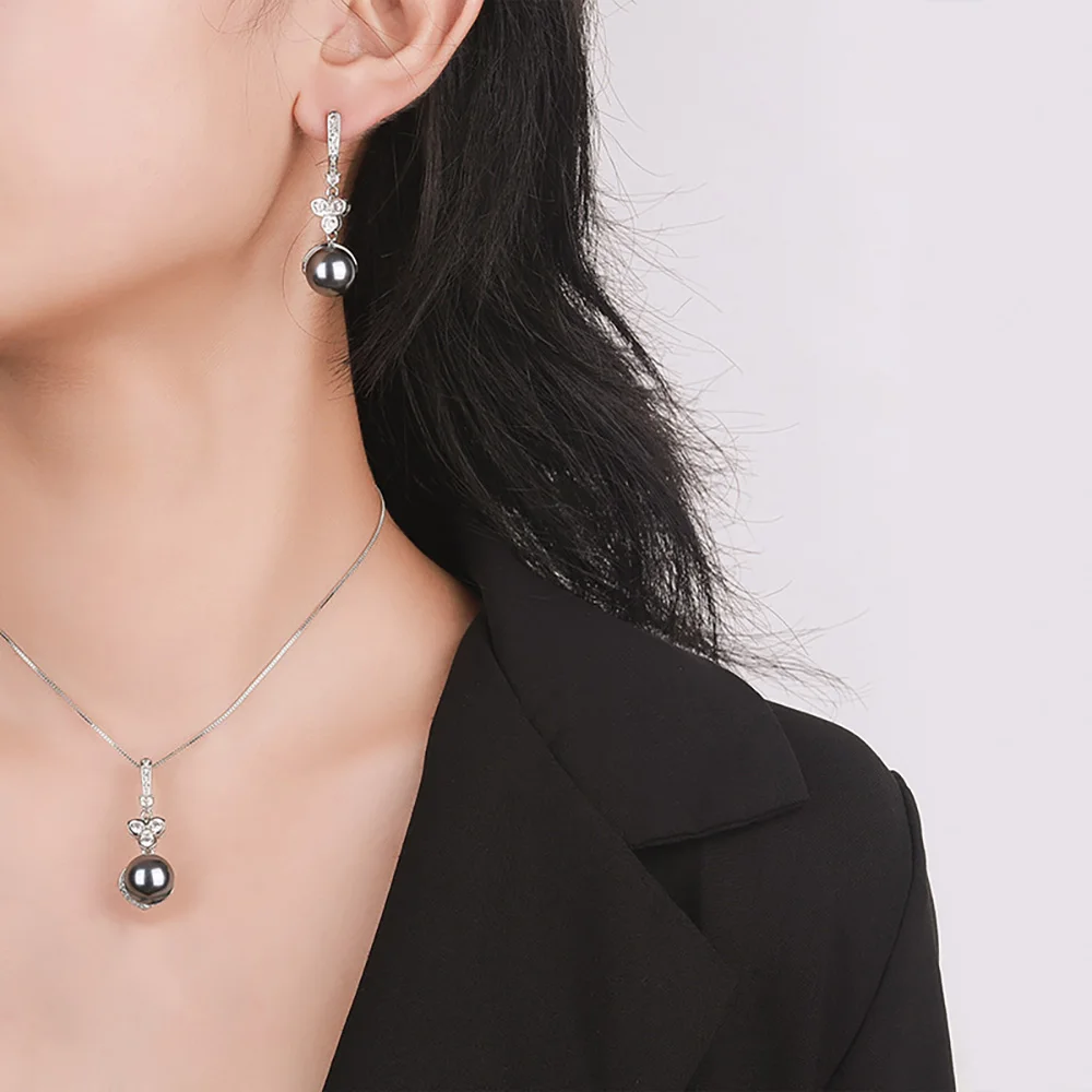 Комплект из колье и серёг с крупным жемчугом 12 мм