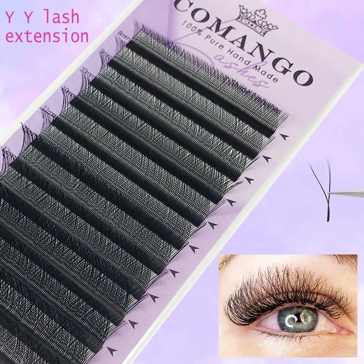 

CoMango Y Volume Lashes Extensions Cilia and Brazilian Volume YY Shape Russian Eyelash Supplies Makeup Wholesale Soft Mink Lash