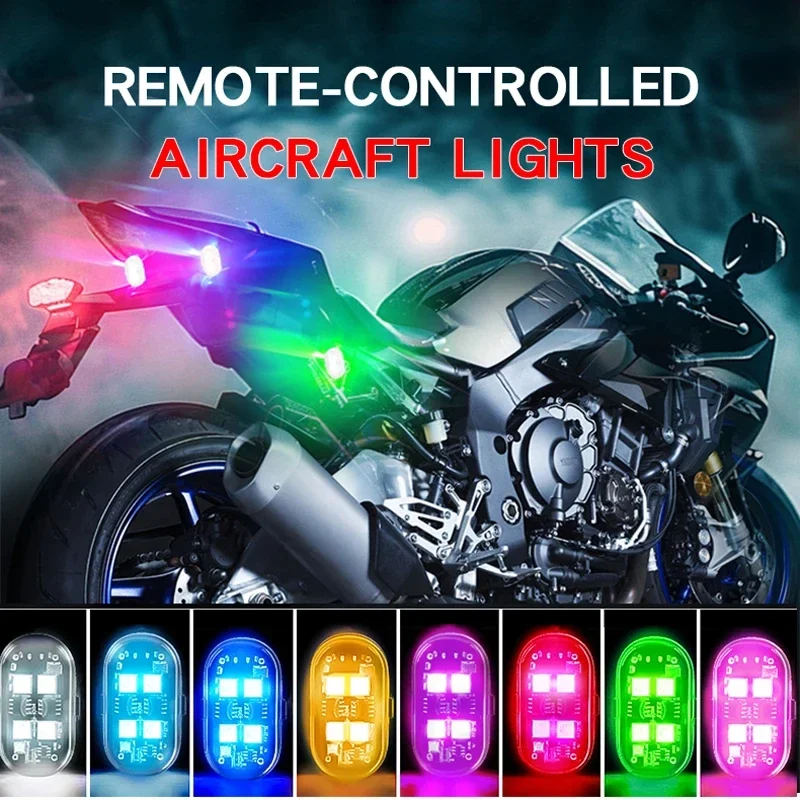 2468 шт. RGB LED-лампы для автомобиля, атмосферные стробоскопы, с пультом ДУ, перезаряжаемые, 8 цветов, беспроводные, декоративные, универсальные, предотвращающие столкновения (art.: 3920d40ddcd3e) - 3920d40ddcd3e