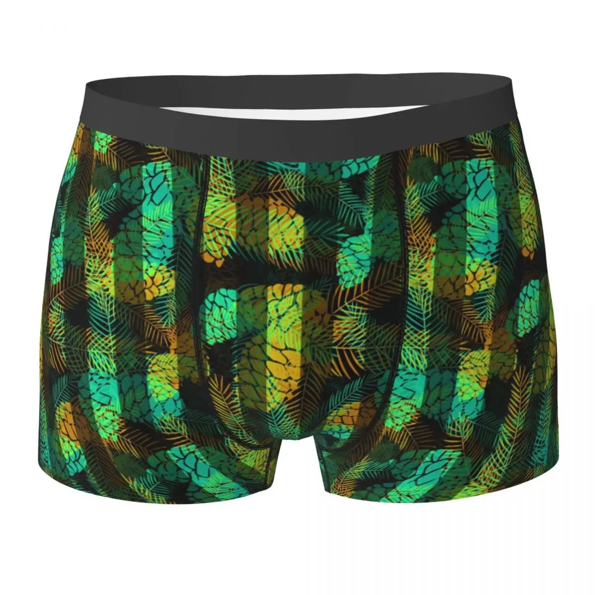 

Трусы мужские с принтом в полоску, удобные шорты-боксеры, нижнее белье с зелеными шипами, большие размеры