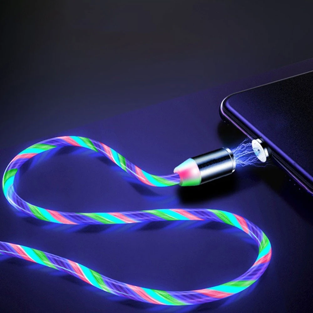 

Magnetic Current Luminous Lighting Charging Mobile Phone Cable cle usb c cable for Samsung LED Micro USB Type C for Iphone