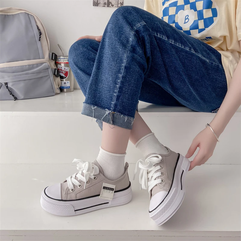 Canvas Shoes Women's 2022 New Low-top Korean Casual Sneakers Ins Tide Small All-match Small White Shoes Summer Off White Shoes