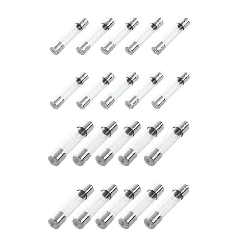 

20 Pcs Fast Blow Type Glass Tube Fuses 6X30mm 250V, 10 Pcs 5A & 10 Pcs 2A