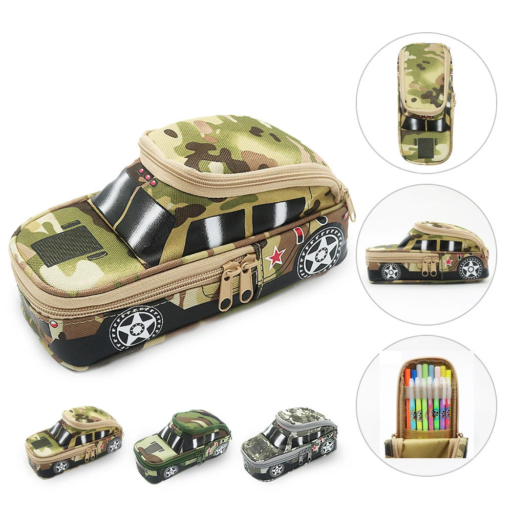 Creative Pencil Case Stationery Cute Boys Girls Camouflage car Storage Pen Bag Box Large Students Capacity School Office Supplie