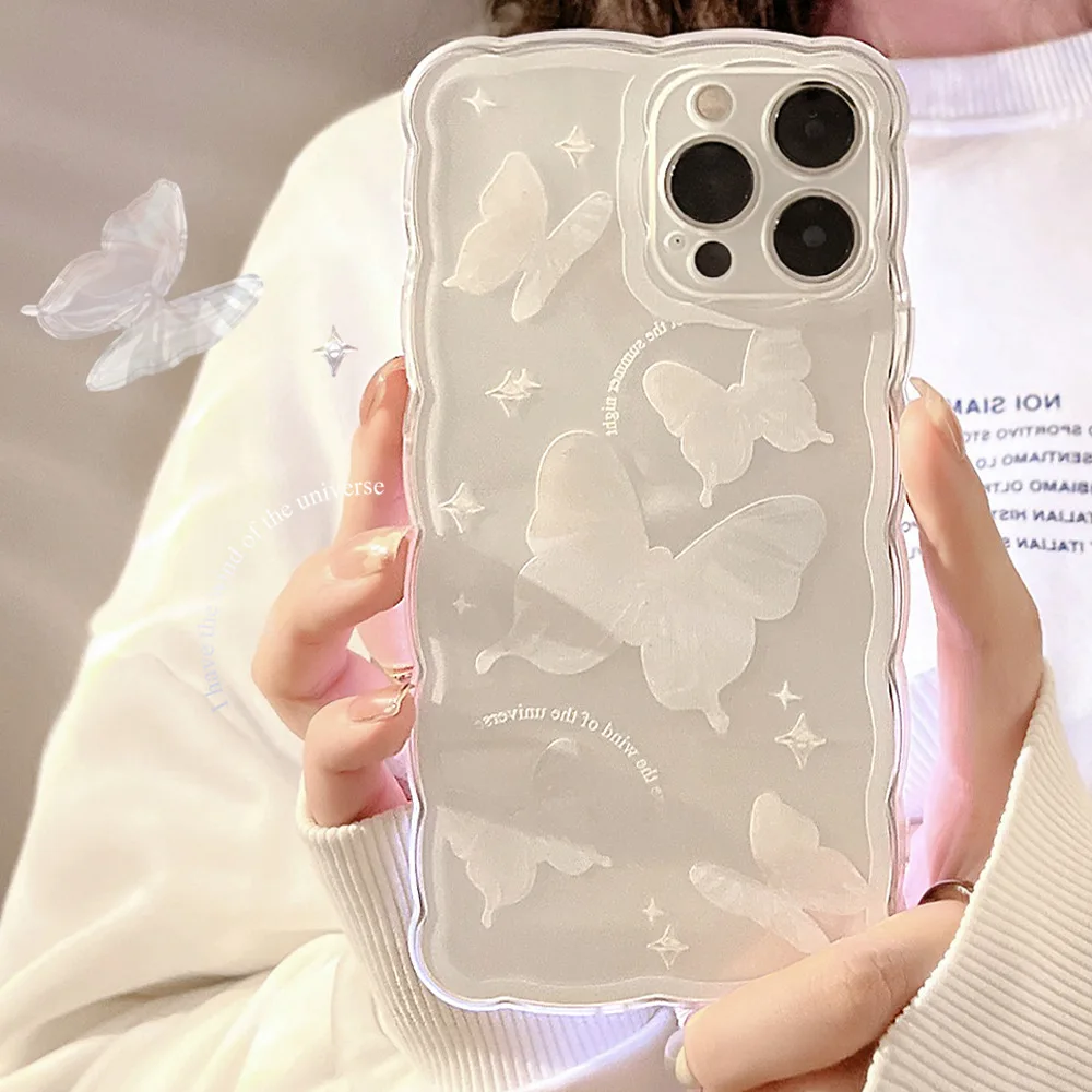

Colored transparent simple white crystal butterfly Phone Case For iphone 14 13 12 11 Pro Max X XR XSMAX 78 Plus TPU new products