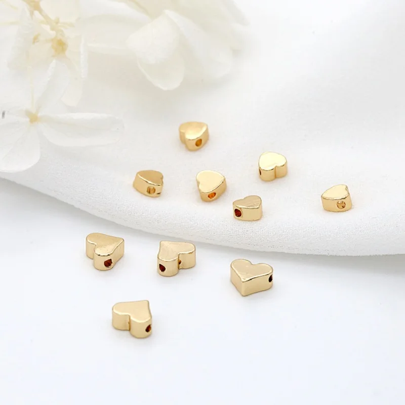 

20PCS 14K Gold Plated Brass Love Heart Spacer Beads with 2 Holes Metal Loose Beads for DIY Bracelet Earring Jewelry Making Craft