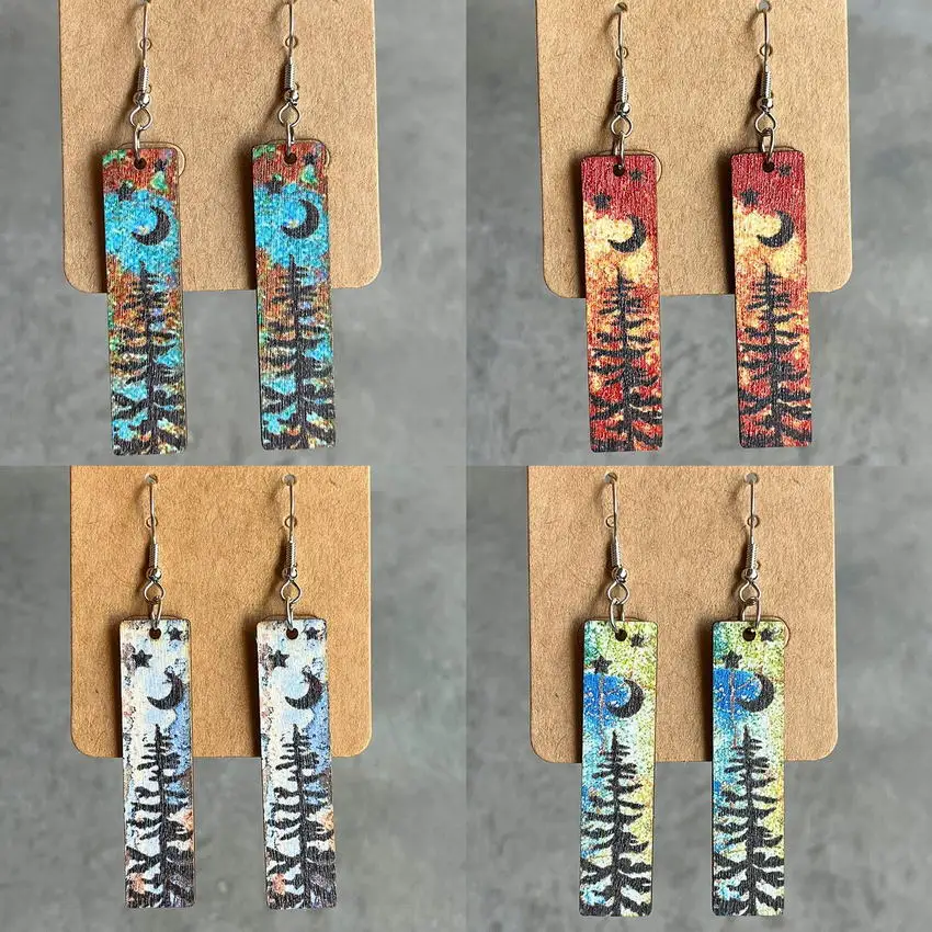 Женские винтажные серьги-подвески в виде ночного леса звезд и Луны