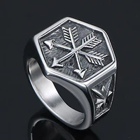 vintage viking arrow ring for men 316l stainless steel signet ring cool male punk biker ring best gift for him