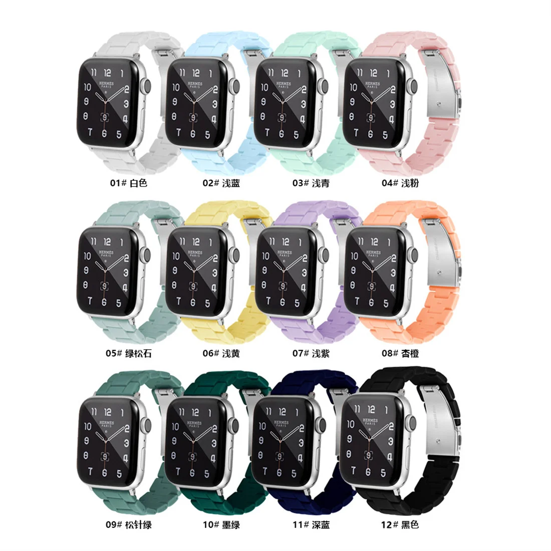 

Ремешок пластиковый для Apple Watch 7 6 5 4 SE 3, роскошный модный браслет с тремя бусинами для iWatch 38 40 42 44 41 45