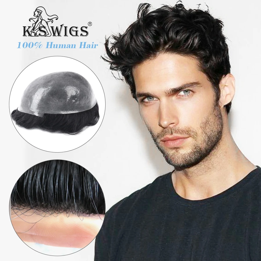 Мужской Парик Из Искусственной Кожи K.s 110% Натуральные Человеческие Волосы