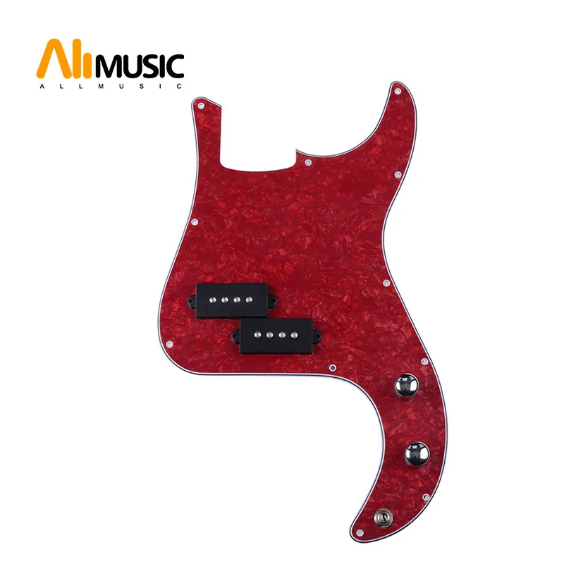 

PB P Bass Prewired Loaded Pickguard Scratch Plate with Pickup for 4 String P Bass Black Red Pearl