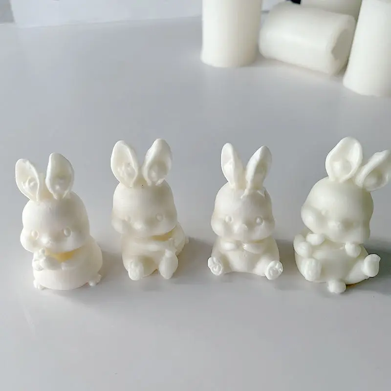 

D0117 New Four Cute Rabbit Scented Candle Silicone Mold Scented Plaster Furniture Ornaments Epoxy Resin Mold