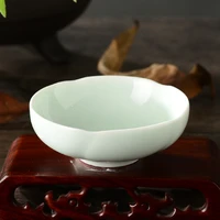 exquisite petal shaped porcelain tea cup pu er cup set porcelain kiln of the top grade chinese celadon porcelain cup