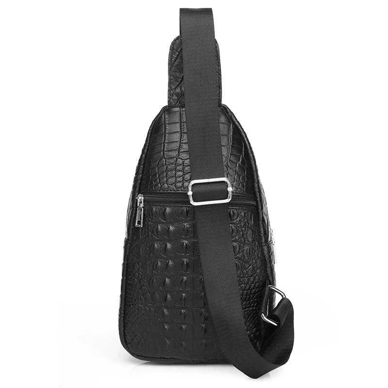 Men's Chest Bag Genuine Leather Crocodile Vintage Crossbody Bags Man Travel Back Packs Messenger Shoulder Sling Bags