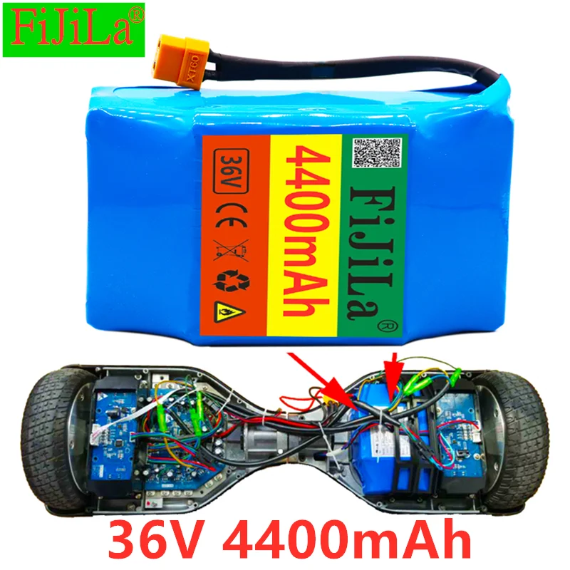 

100% new 10S2P 36v lithium ion battery 4400 mAh 4.4 AH battery pack for electric self-suction hoverboard unicycle