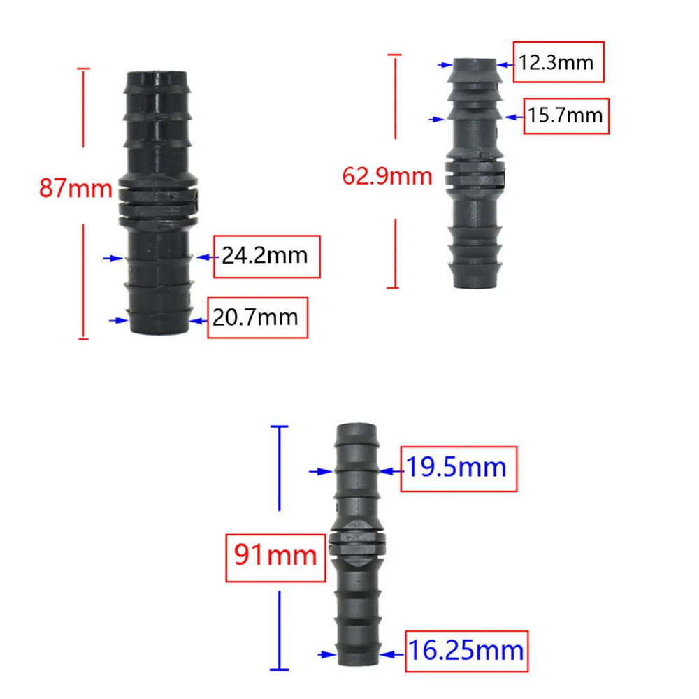 50pcs 16mm 20mm 25mm PE Pipe Tee Elbow Repair End Plug Connectors 1/2 3/4" Garden Water Drip Irrigation Connector |
