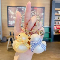 cartoon acrylic duck keychain cute doll keyring fashion couple bag charm holder ornament key chain car pendant accessories gift