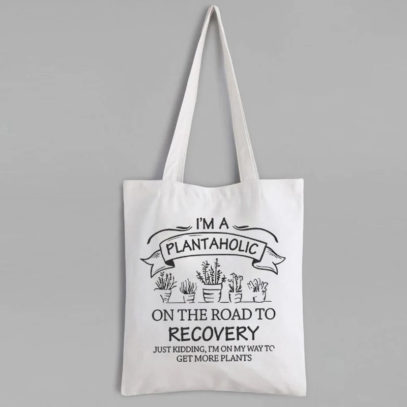 

Plant Lover Tote Bag Canvas Plant Lady Funny Gardener Gift Shopping Bag Cute Vegan House Plants Bag Reusable Botanical