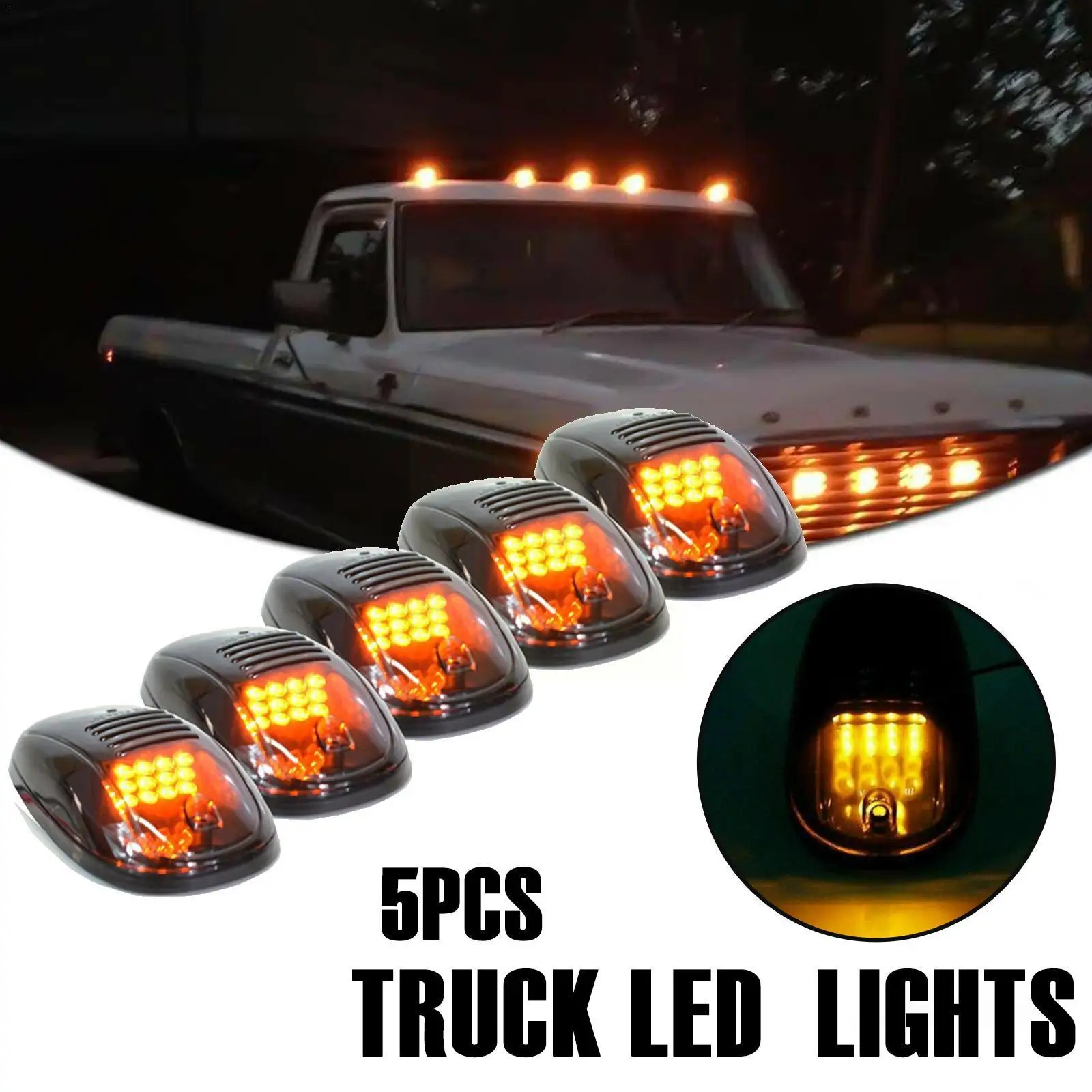 

5Pcs Car Roof 12 LED Light Headlamp Cab Dome Signal Driving Running Lamp Lamp Signal Top Marker Roof Light SUV Marker Truck L0W5