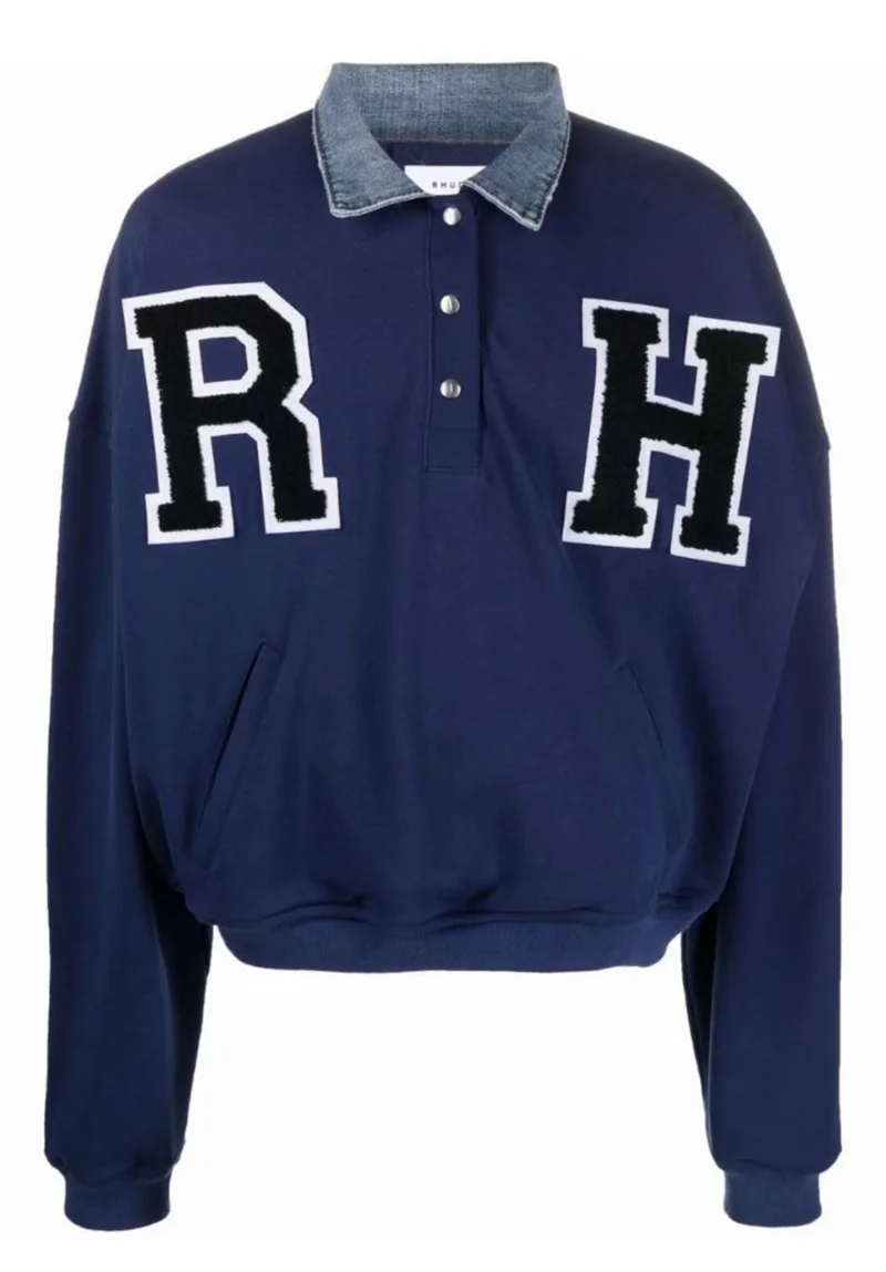 

Men Women 1:1 Best Quality Patch Embroidered Rhude RH Hoodie Sweatshirts Pullovers Stand-up Collar RHUDE Sweatshirts