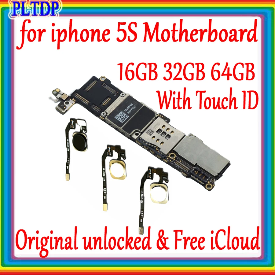 

Mainboard For iphone 5S Motherboard Original Unlocked With/No Touch ID Logic Board 16GB/32GB/64GB 100% Tested Full Working Plate