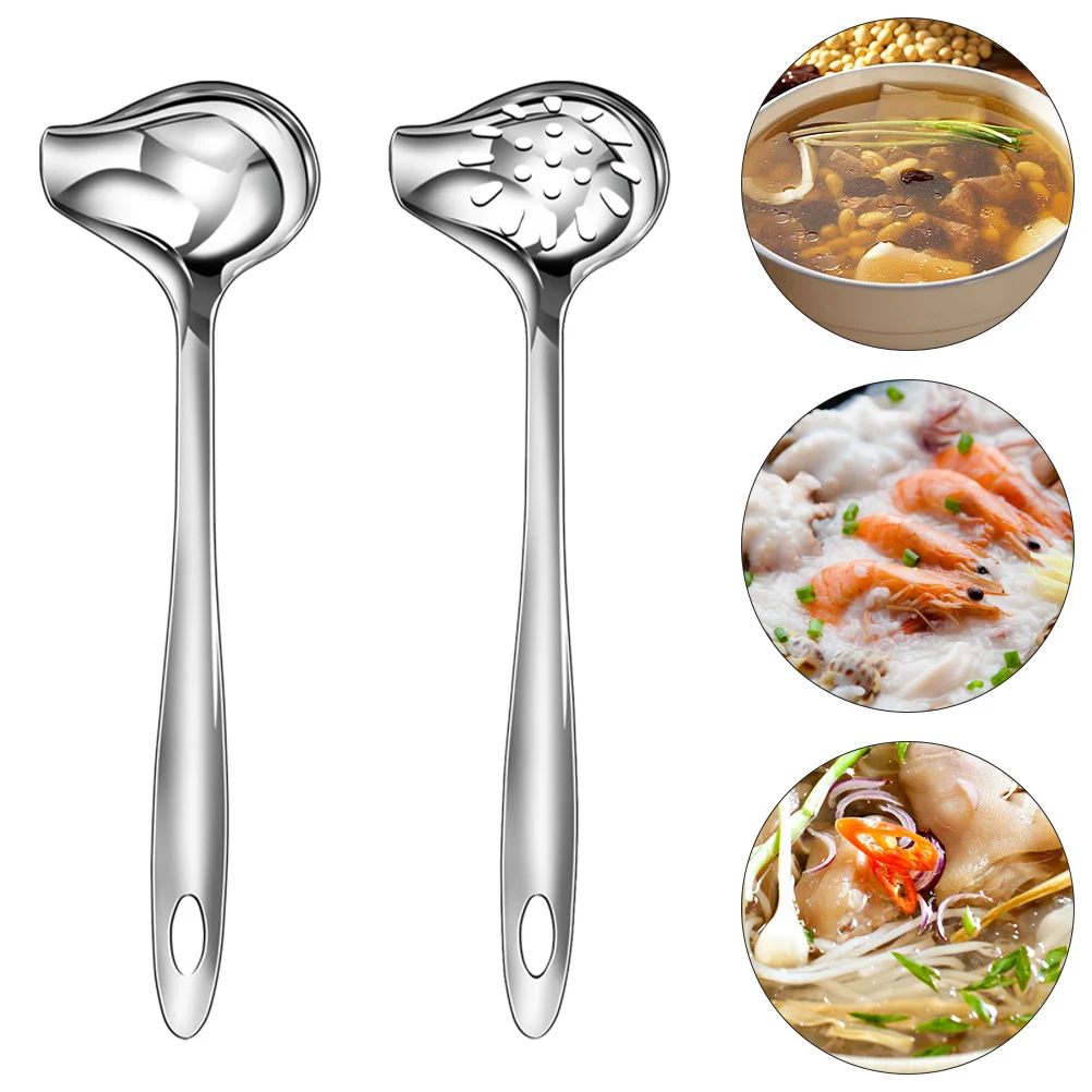 

Ladle Spoon Pot Hot Soup Spoons Gravy Cooking Colander Filter Slotted Skimmer Serving Boatmini Kitchen Stainlessmesh Steel