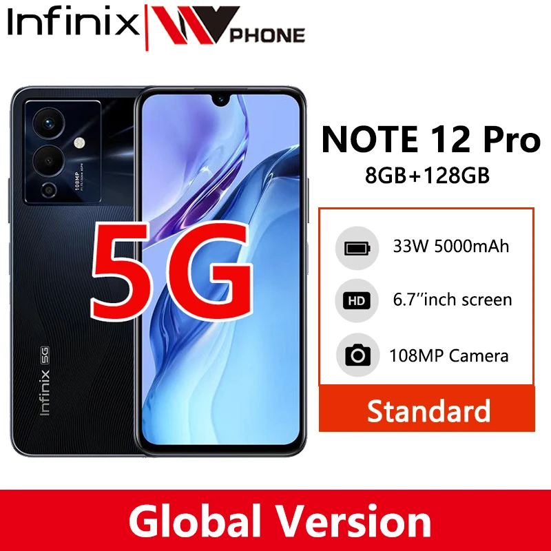 infinix NOTE 12 PRO 5G Smartphone 8GB 128GB 6nm Dimensity 810 Ultra Processor 6.7" FHD+ AMOLED 108MP Camera Mobile Phone