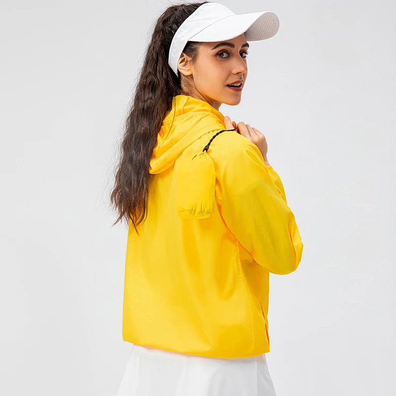 Women Sunblock Long Sleeve Hooded Jacket Waterproof Jackets Lightweight Quick Dry Full Zip for Outdoor Hiking Cycling Fishing