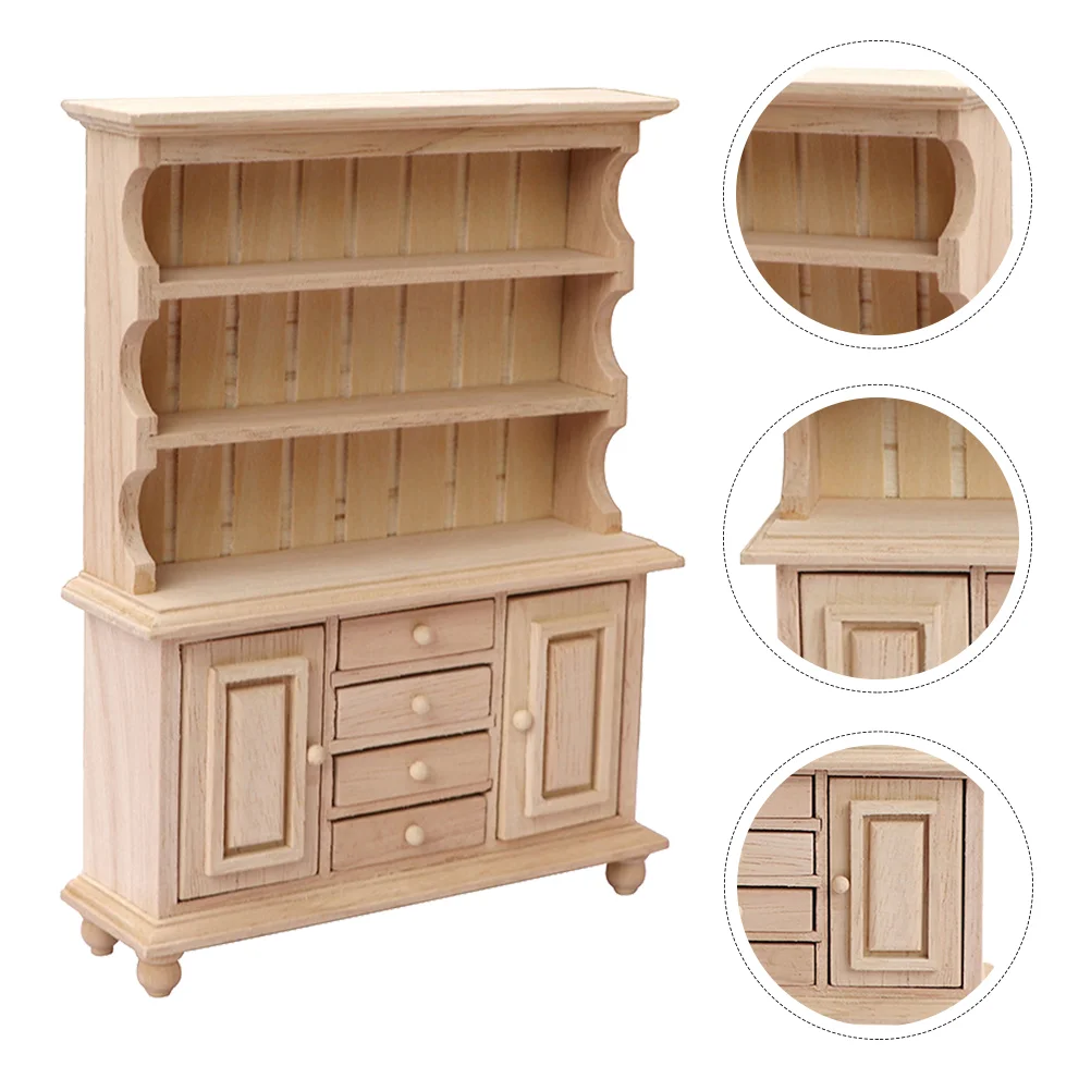 

Mini Storage Cabinet Model Wooden Mini House Bookcase Cabinet Furniture Ornament
