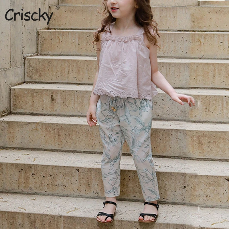 

Criscky 100% Cotton Boy's Trousers Printing Kids Pants Girls Pants Casual Print Pattern Children Leggings Trousers