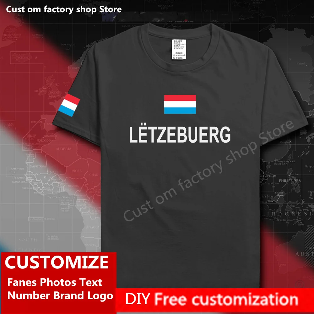 

Luxembourg Luxembourger T shirt Custom Jersey Fans DIY Name Number Brand LOGO High Street Fashion Hip Hop Loose Casual T-shirt
